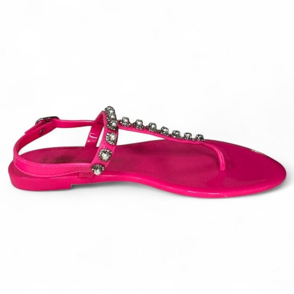 Stuart Weitzman Goldie Pearl Crystal Jelly Thong Sandal - Pink Sz US 8, EU 38.5 - Picture 10 of 15